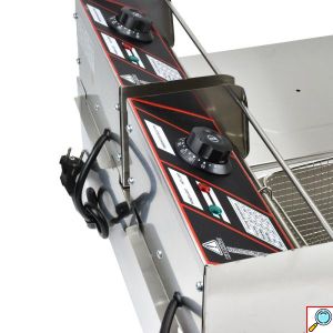 Ανοξείδωτη Επαγγελματική Διπλή Φριτέζα 5000W 12L με Καλάθια Τηγανίσματος με Λαβή & Ρυθμιζόμενο Θερμοστάτη - Ασημί