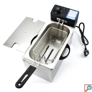 Ανοξείδωτη Επαγγελματική Μονή Φριτέζα 2000W 4L με Καλάθι Τηγανίσματος με Λαβή & Ρυθμιζόμενο Θερμοστάτη - Ασημί 