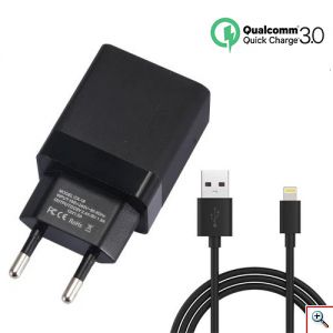 Αντάπτορας USB Ταχυφορτιστής 3A Κινητού με Καλώδιο Lightning USB Andowl Quallcomm Quick Charge 3.0 - Fast Smart Charger
