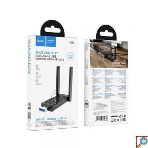 Αντάπτορας WiFi Hoco HI34 WiFi 6 USB 600Mbps Dual Band με 2 Κεραίες