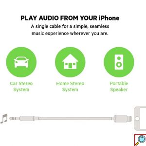 Καλώδιο Αντάπτορας Lightning σε 3.5mm AUX Audio Adapter Cable 1m - Λευκό