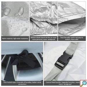 Αντιανεμική Αδιάβροχη Κουκούλα Αυτοκινήτου με Υποδοχή για Καθρέπτες M 450 x 175 x 150 cm Novsight – Γκρι