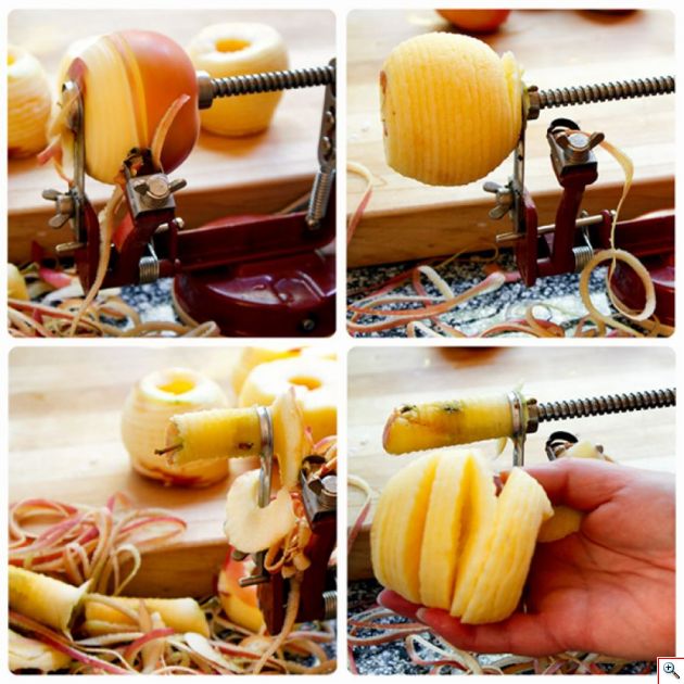 Μεταλλικός Αποφλοιωτής, Καθαριστής & Τεμαχιστής Μήλων & Άλλων Φρούτων 3 σε 1 - Fruit Core Slice Peel