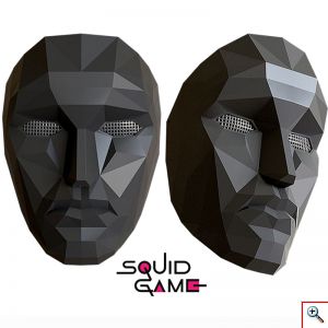 Αποκριάτικη Μάσκα 3D Εκπροσώπου Από Το Squid Game, Μαύρη Μάσκα Cosplay Από το Παιχνίδι Του Καλαμαριού, Squid Game Boss Mask, OEM