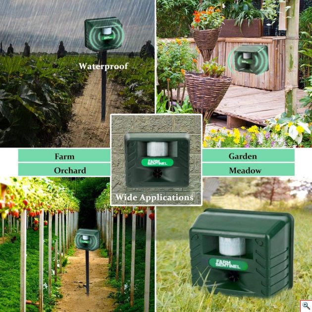 Απωθητικό Υπερήχων & Συναγερμός Εξωτερικού Χώρου με Αισθητήρα Κίνησης για Τρωκτικά, Σκυλιά, Ελάφια, Έντομα, Γάτες, Πουλιά - Ασύρματο Ultrasonic Animal Repeller ποντικιών αρουραίων περιστεριών αλεπουδες σκιουροι