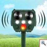 Αδιάβροχο Ηλιακό Απωθητικό Υπέρυχων 5 Λειτουργιών Απώθησης Αυτόματης Ενεργοποίησης με Κίνηση για Τρωκτικά, Σκυλιά, Αλεπούδες, Πουλιά, Φλας Φωτισμό Εκφοβισμού, Ρυθμιζόμενο Έυρος - Εντομοαπωθητικό Εξωτερικού Χώρου Κήπου