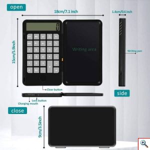 Αριθμομηχανή και Ψηφιακό Σημειωματάριο 6,5″ LCD 2 σε 1 Επαναφορτιζόμενο