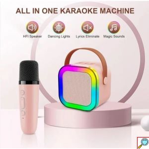 Επαναφορτιζόμενο Φορητό Σύστημα Karaoke Bluetooth με Ασύρματo Μικρόφωνo, και Φωτισμό LED RGB Arrango