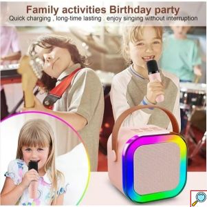 Επαναφορτιζόμενο Φορητό Σύστημα Karaoke Bluetooth με Ασύρματo Μικρόφωνo, και Φωτισμό LED RGB Arrango