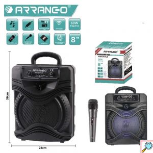 Ηχείο Karaoke Arrango 8 Bluetooth 50W με Μικρόφωνο, FM και USB