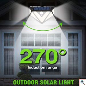 ARRANGO® Αδιάβροχο Επιτοίχιο Ηλιακό Φωτιστικό LED Εξωτερικού Χώρου με Αισθητήρα Κίνησης - 3 Λειτουργίες Φωτισμού & Ευρυγώνιο Φωτισμό 270º