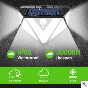 ARRANGO® Αδιάβροχο Επιτοίχιο Ηλιακό Φωτιστικό LED Εξωτερικού Χώρου με Αισθητήρα Κίνησης - 3 Λειτουργίες Φωτισμού & Ευρυγώνιο Φωτισμό 270º