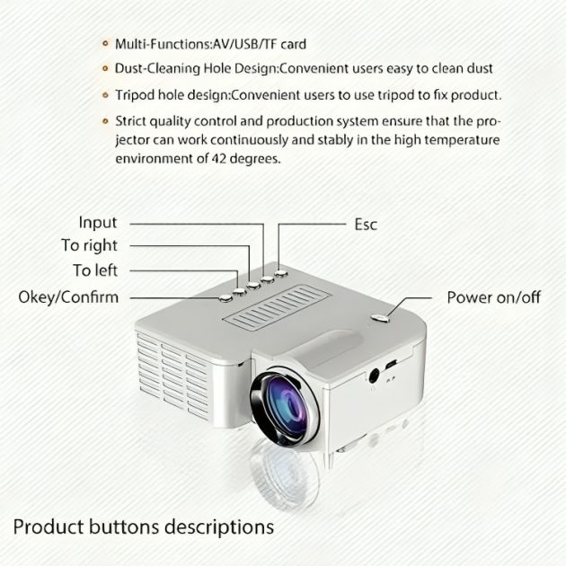 Arrango Mini Φορητός LED Προτζέκτορας - Προβολέας FULL HD 1080p