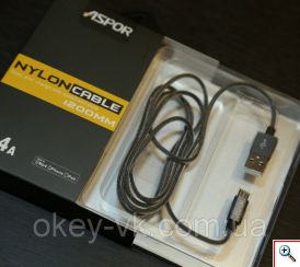 Καλώδιο USB ASPOR για Φόρτιση και Μεταφορά Δεδομένων Micro USB 1.2μ. με Nylon Επένδυση