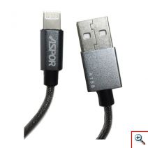 Καλώδιο USB Lightning ASPOR για Φόρτιση και Μεταφορά Δεδομένων 2.4A με Nylon Επένδυση 1.2μ.