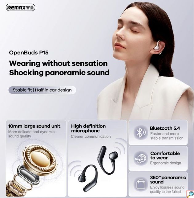 Ασύρματα Ακουστικά Bluetooth με Θήκη Φόρτισης - Εργονομικός Σχεδιασμός & Ήχος 360° - REMAX OWS OpenBuds