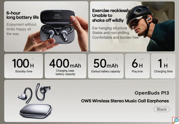 Ασύρματα Ακουστικά Bluetooth με Θήκη Φόρτισης - Remax OpenBuds