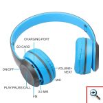 Ασύρματα Ακουστικά Bluetooth με Ενσωματωμένο Μικρόφωνο, FM Radio & Υποδοχή για MicroSD - Wireless BT Over Ear P47, Μπλε