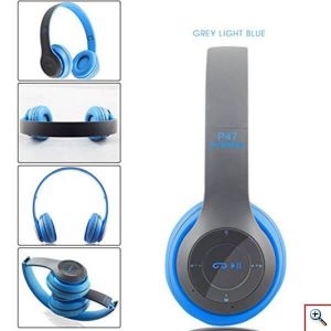 Ασύρματα Ακουστικά Bluetooth με Ενσωματωμένο Μικρόφωνο, FM Radio & Υποδοχή για MicroSD - Wireless BT Over Ear P47, Μπλε
