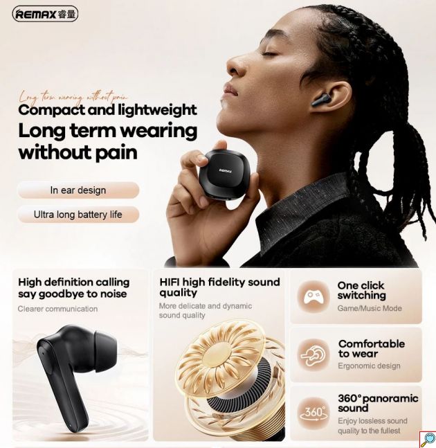 Ασύρματα Bluetooth Ακουστικά με Θήκη Φόρτισης & Hi-Fi Ήχο - REMAX CozyBuds