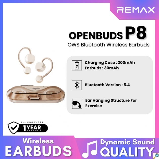 Ασύρματα Bluetooth Non-In-Ear Ακουστικά με Θήκη Φόρτισης - Remax Openbuds OwS