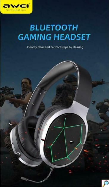 Ασύρματα Gaming Ακουστικά με Μικρόφωνο Οver Ear για PS4 PC Laptop, Smartphone Tablet - Awei Μαύρο-Γκρι 