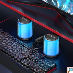 Ασύρματα Ηχεία Υπολογιστή Hoco 10W με RGB Φωτισμό Μαύρα
