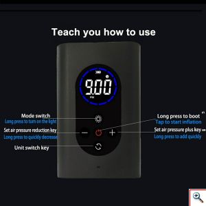 Ασύρματο Ηλεκτρικό Κομπρεσέρ Αέρα - Power Bank - Φακός 4 σε 1 150PSI με Ψηφιακή Οθόνη Φορητό - Smart Portable Wireless Air Pump - Power Bank - Light M8