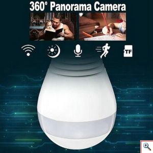 Ασύρματη Κρυφή Κάμερα Λάμπα IP Wifi με Ευρυγώνιο Φακό Fish Eye HD 960p Πανοραμικής Θέασης, Ε27, Αισθητήρα Κίνησης, Ειδοποιήσεις, Μικρόφωνο & Ηχείο