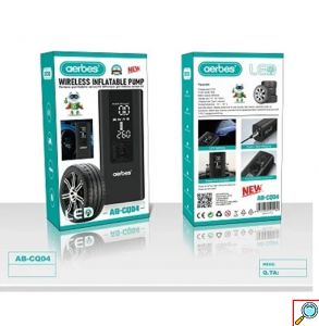 Ασύρματη Φορητή Επαναφορτιζόμενη Τρόμπα Αυτοκινήτου με Οθόνη LCD 6000mAh Aerbes Μαύρη