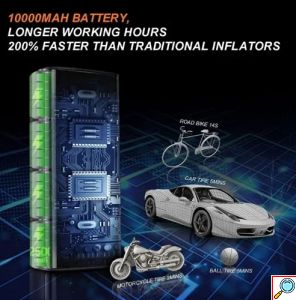 Ασύρματη Φορητή Επαναφορτιζόμενη Τρόμπα Αυτοκινήτου με Οθόνη LCD 6000mAh Aerbes Μαύρη