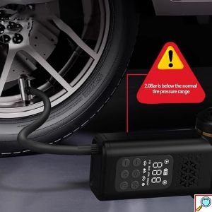 Ασύρματη Φορητή Αντλία Αέρα και Ηλεκτρική Σκούπα Αυτοκινήτου 5 σε 1 με Ψηφιακό Μανόμετρο