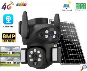 Ασύρματη Ηλιακή Κάμερα Ασφαλείας 8MP Διπλής Κατεύθυνσης 