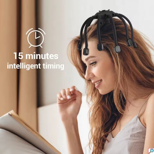 Ασύρματη Συσκευή Μασάζ Κεφαλής με 10 Εύκαμπτες Κεφαλές Bluetooth, Timer & 4 Λειτουργίες