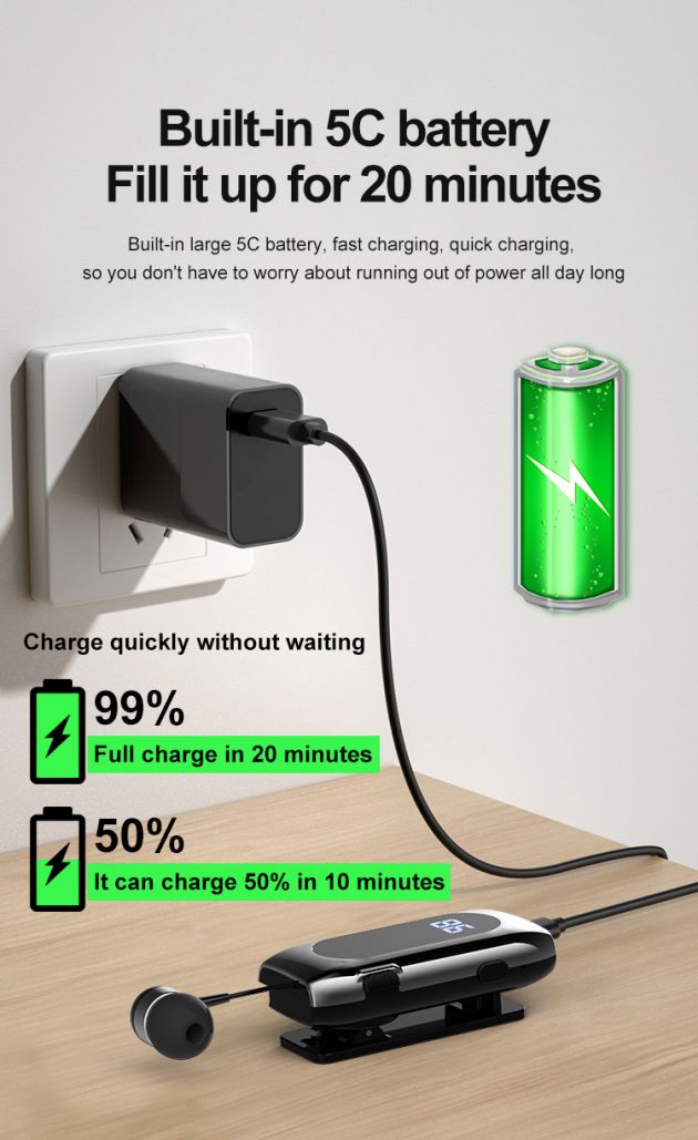 Ασύρματο Ακουστικό Bluetooth Handsfree - K55 Retractable - Μαύρο - για Android και iOS