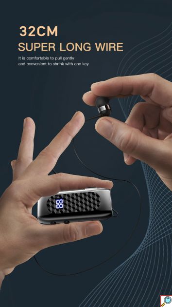 Ασύρματο Ακουστικό Bluetooth Handsfree – Ανασυρόμενο Ακουστικό Πέτου Μαύρο