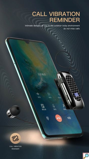 Ασύρματο Ακουστικό Bluetooth Handsfree – Ανασυρόμενο Ακουστικό Πέτου Μαύρο