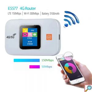 Ασύρματο Φορητό 4G Hotspot Ρούτερ Sim WiFi Τσέπης με Μέγιστη Ταχύτητα 300Mbps και Οθόνη EME Λευκό