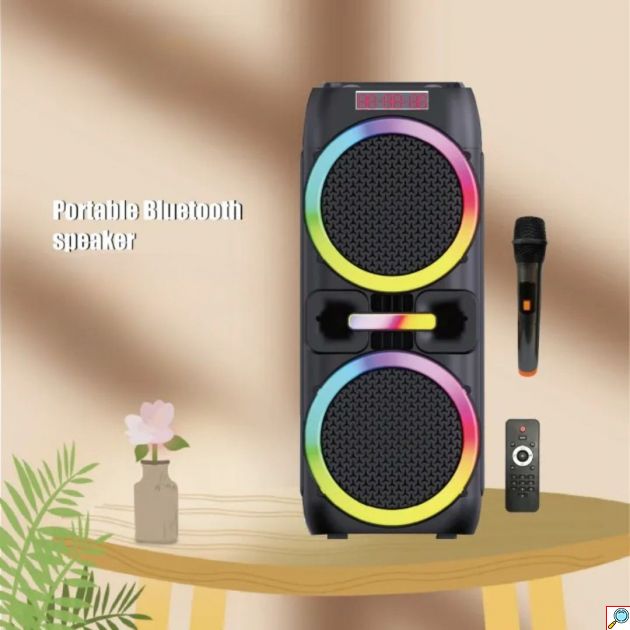 Ασύρματο Φορητό Ηχείο Bluetooth με LED RGB Φωτισμό, Τηλεχειριστήριο & Μικρόφωνο