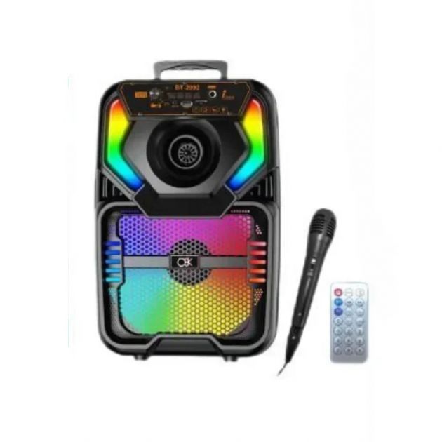 Ασύρματο Φορητό Ηχείο Bluetooth με LED RGB Φωτισμό, USB, TF, AUX, Ραδιόφωνο και Μικρόφωνο σε Μαύρο Χρώμα