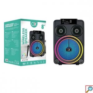 Ασύρματο Φορητό Ηχείο Bluetooth με LED RGB Φωτισμό, USB, TF, AUX, Ραδιόφωνο και Μικρόφωνο σε Μαύρο Χρώμα