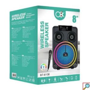Ασύρματο Φορητό Ηχείο Bluetooth με LED RGB Φωτισμό, USB, TF, AUX, Ραδιόφωνο και Μικρόφωνο σε Μαύρο Χρώμα