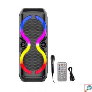 Ασύρματο Φορητό Ηχείο Bluetooth 8”20W με LED RGB Φωτισμό, Τηλεχειριστήριο & Μικρόφωνο Καραόκε