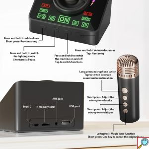 Ασύρματο Ηχείο Bluetooth Karaoke με 2 Μικρόφωνα, USB & TF Card