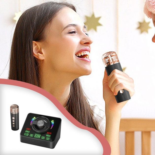 Ασύρματο Ηχείο Bluetooth Karaoke με 2 Μικρόφωνα, USB & TF Card