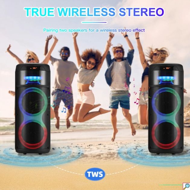 Ασύρματο Ηχείο Karaoke Bluetooth με Μικρόφωνο & Τηλεχειριστήριο και LED Φωτισμό
