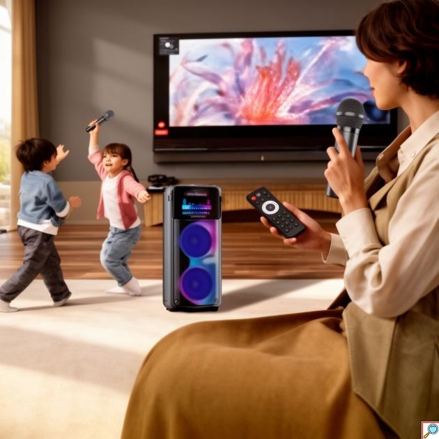 Ασύρματο Ηχείο Karaoke Bluetooth με Μικρόφωνο & Τηλεχειριστήριο και LED Φωτισμό