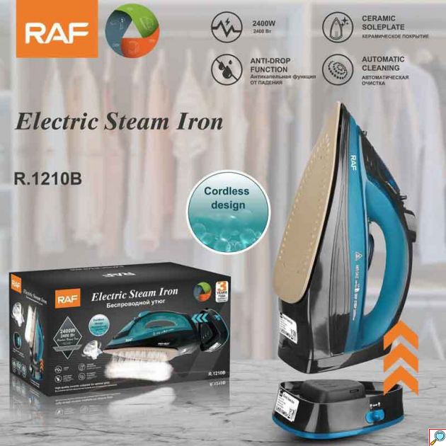 Ασύρματο Σίδερο Ατμού 2400W με Κεραμική Πλάκα & Βάση Φόρτισης – Raf