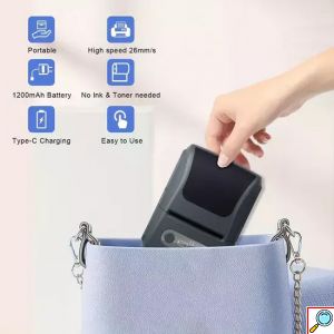Ασύρματος Θερμικός Εκτυπωτής Ετικετών Bluetooth Mini Φορητός USB 