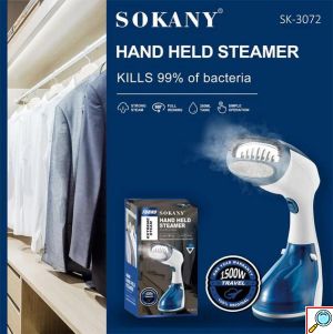 SOKANY Ισχυρός Ατμοκαθαριστής Ρούχων Χειρός-Σίδερο Ατμού 1500w με Δοχείο 260ml Μπλε